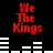 Red text "We The Kings" on black background with white horizontal bars shifting positions across frames.