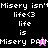 Pixelated text and small figures on split black, purple, and pink backgrounds with animated pink and black figures.