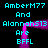 Pixelated cyan text on black background with purple glowing frame, repeating 'AmberM77 And Alannah513 Are BFFL' in mirrored layout.