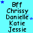 A static image displays four of names on a light blue background with scattered small stars