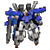 Six pixelated mecha icons arranged in two , each with blue and silver armor, red feet, and multiple weapons