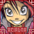 repeated cartoon-style character faces with red hair, pink clothing, and a red decorative border containing the text 'ARIANA' in white letters