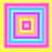 Six square display nested concentric squares in pastel colors with a central pink dot, arranged in two of three on a gray background