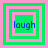 Four square with green and pink borders display the word 'laugh' in blue text, each showing a different arrangement of nested squares