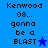 Pixelated text 'Kenwood 08... gonna be a BLAST' with a star symbol on blue backgrounds, showing animation changes in star color and background shade.
