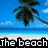 A beach scene with palm trees and blue water, overlaid with bold text reading 'The beach is saying COME TO ME!!' in black rectangular boxes.