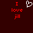 Red text on dark background with white pixelated heart symbol between two identical phrases.