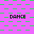 A static image with a purple background and green pixelated patterns, featuring repeated black text "DANCE" in multiple