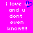 Pixelated text on bright pink background with blue heart symbol replacing 'u' in 'i love u'.