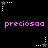 Pixelated pink text 'preciosao' repeated across black background with white and gray star-shaped icons in various positions.