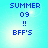 Blue pixelated text on a light blue gradient background with subtle white circular highlights, arranged in four vertical segments.