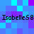 Pixelated blue and purple background with repeated black text 'Isabelle58' in two horizontal