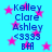 Blue background with pink stars and repeated text 'Kelley Clare Ashley <3333 BFF' in blue pixelated font.