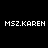 Four quadrants display 'MSZ.KAREN' text in white pixelated font against black, dark red, bright red, and deep red backgrounds.