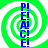 Four identical green and white spiral backgrounds with vertical blue text reading "PEACE!" in the center of each quadrant.