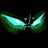 A 48x48 pixel animated buddy icon split into two frames showing a glowing butterfly on black background and green text reading "Original Icons .com" on dark green background.