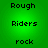 Green background with pixelated text reading 'Rough', 'Riders', and 'rock' in alternating , displayed in a