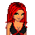 Pixelated character with red hair and black top, surrounded by text reading Red Heads Kick Ass!