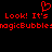 Red pixelated text and a heart symbol on a black background, with repeated phrases and a mirrored text effect.
