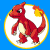 A 50x50 pixel animated buddy icon featuring a red Charmander-like Pokémon character on the left and green text "Original Icons .com" on the right, displayed as a contact sheet with two frames.