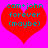 Two identical red heart shapes on a bright pink background with teal text reading 'com+john forever (maybe)' inside each heart.