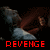 Pixelated figure with brown hair and blue clothing in dynamic pose, red text reading REVENGE below on black background.