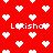 Red background with white pixelated hearts and repeated text "Latisha" in a blocky font.