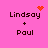 Four identical pixelated text arrangements on pink background with varying red animation elements above 'Lindsay' and between names.