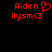Red pixelated text and symbols on black background, with one version showing a heart symbol replacing the 'o' in 'Aiden'.