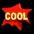 Red star-shaped icons with yellow text "COOL" on black background, varying in size and opacity
