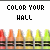 Pixelated image of two of crayons with text above and between them, reading "COLOR YOUR HALL BECAUSE ONLY THE BOTTOM IS FILLED AND YOU CAN'T STOP NOW."