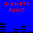 Blue background with red pixelated text "JomierR76 Rulez!!" and black horizontal bars arranged in repeating patterns.