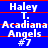 Blue background with white text reading 'Haley T. Acadiana Angels #7' and red horizontal lines, displayed in a of repeated identical