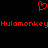 Red pixelated heart symbol above red text reading 'HulamonkeyHulamonkey' on black background.