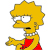 Pixelated character with yellow hair, red dress, and white collar in profile view. Mouth is open, eyes are half-closed, left hand extended forward.