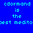 Blue background with cyan text reading "cdormand is the best medito" repeated across red and blue rectangular sections.