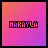 Pixelated text 'MAKAYLA' in a black rectangular box on gradient backgrounds with color variations across frames.