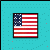 Four pixelated American flag variations in a 2x2 contact sheet: rectangle, heart, star, and circle shapes on cyan background.