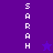 Vertical white text 'SARAH' on purple background with two pixelated stars, one light blue and one dark purple.