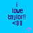 Blue background with dark blue text reading "i love baylor!! <88" and a pink pixelated heart below the text.