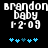 Pixelated text displays 'brandon baby' and '1-2-09' above blue star icons on a black background, with slight variations in star positions between