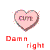 A heart-shaped icon with 'cute' text inside, displayed in a of six showing variations in pixelation and color saturation
