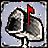 A pixelated mailbox icon with open doors and a red flag, set against a light gray background.