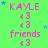 Green background with pink text 'KAYLE' and 'friends' and blue star symbols, repeated in a pattern with animated star movement