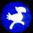 A 48x48 pixel buddy icon featuring a white stick figure on a blue circular background with the text "Anime IM" and "com" in gray pixelated font on a black right panel.
