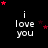 Black background with white text 'i love you' repeated in a , red and dark pink stars scattered across the scene