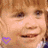 A 48x48 pixel buddy icon split into two frames showing a child's face on the left and pink heart with text on the right, part of an animated contact sheet.