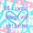 Pixelated icon with pastel blue, pink, and purple hues featuring a heart outline enclosing text fragments.