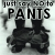 Pixelated image with bold black text 'PANTS' above a dark abstract shape on light gray background.