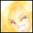 Pixelated image of a character with blonde hair, closed eyes, and a smiling expression, next to black background with white text reading "AnimeIM" and "com".